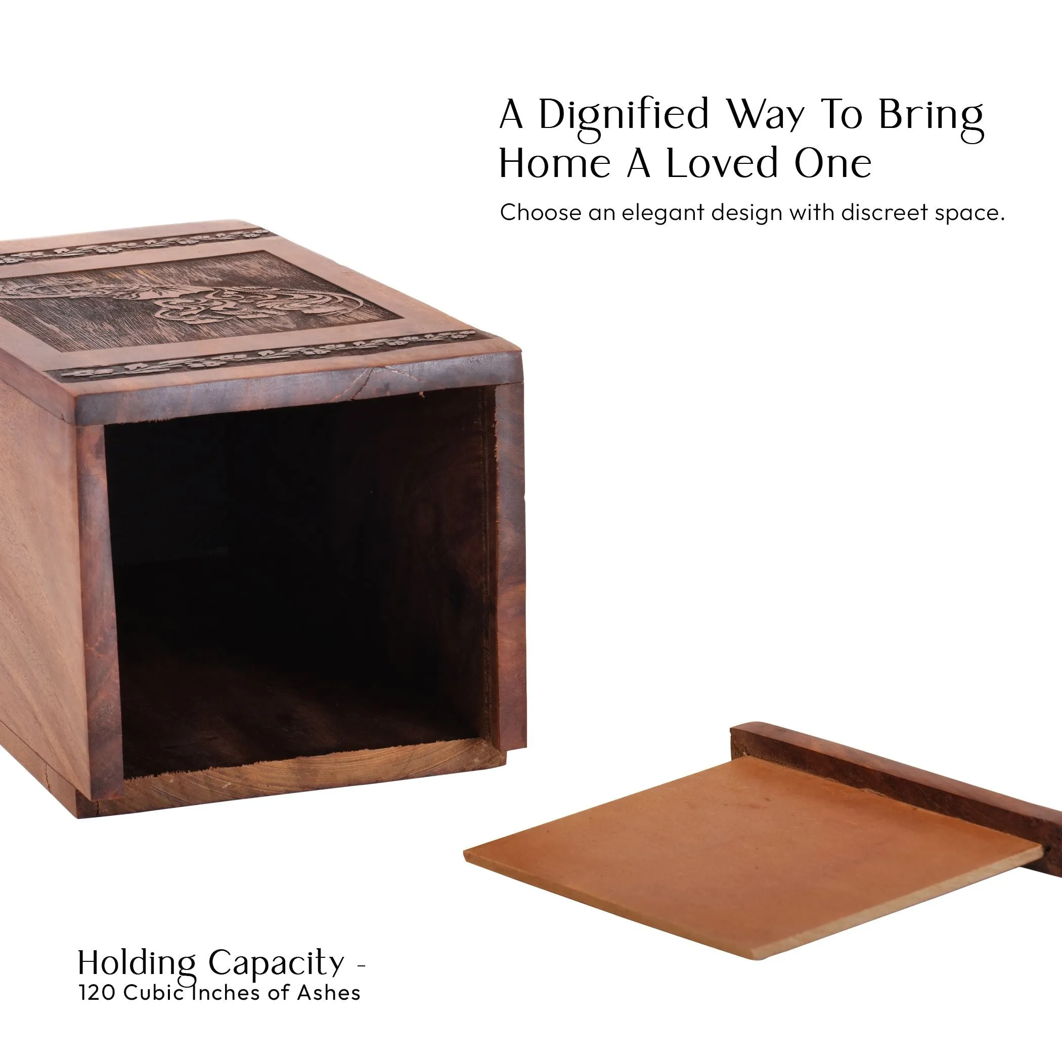 Elephant Wood Urns for Cremation - Large, Adult Burial Urns for Ashes