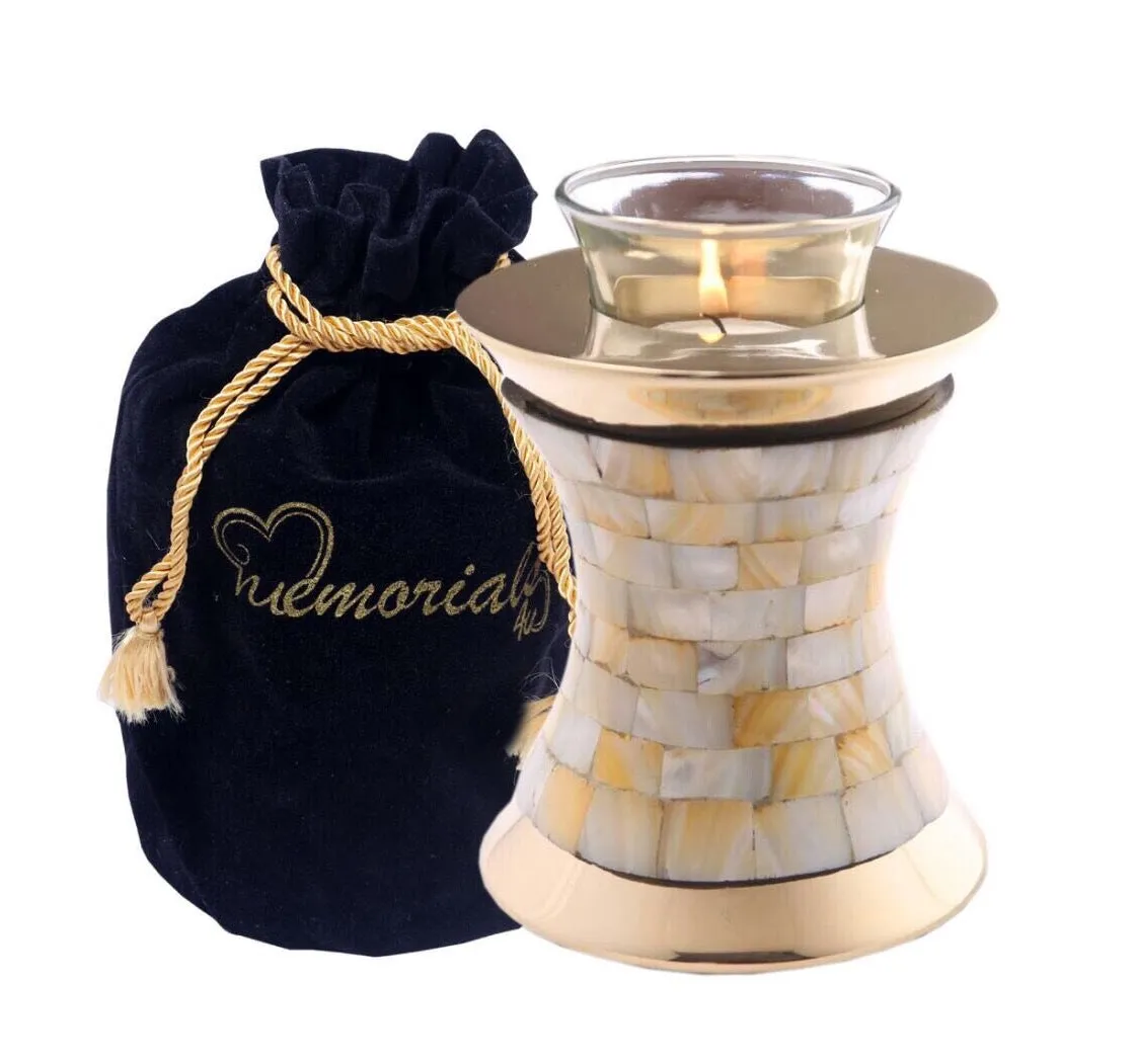 Elite Mother Of Pearl Brass Cremation Urn
