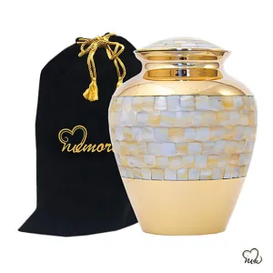 Elite Mother Of Pearl Brass Cremation Urn