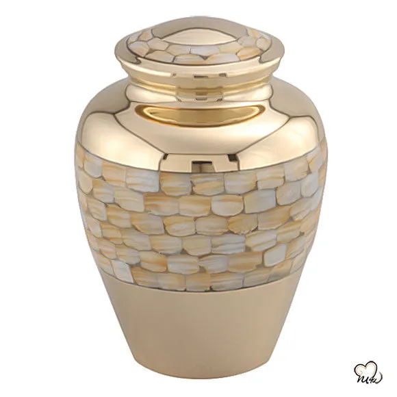 Elite Mother Of Pearl Brass Cremation Urn