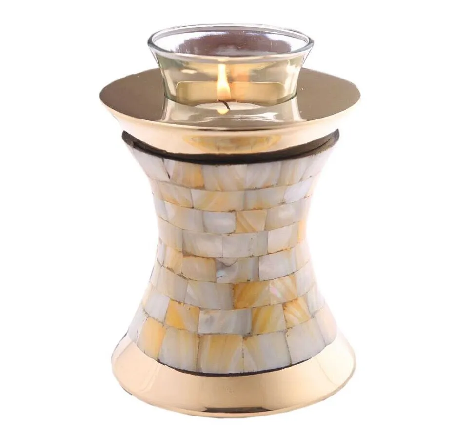 Elite Mother Of Pearl Brass Cremation Urn