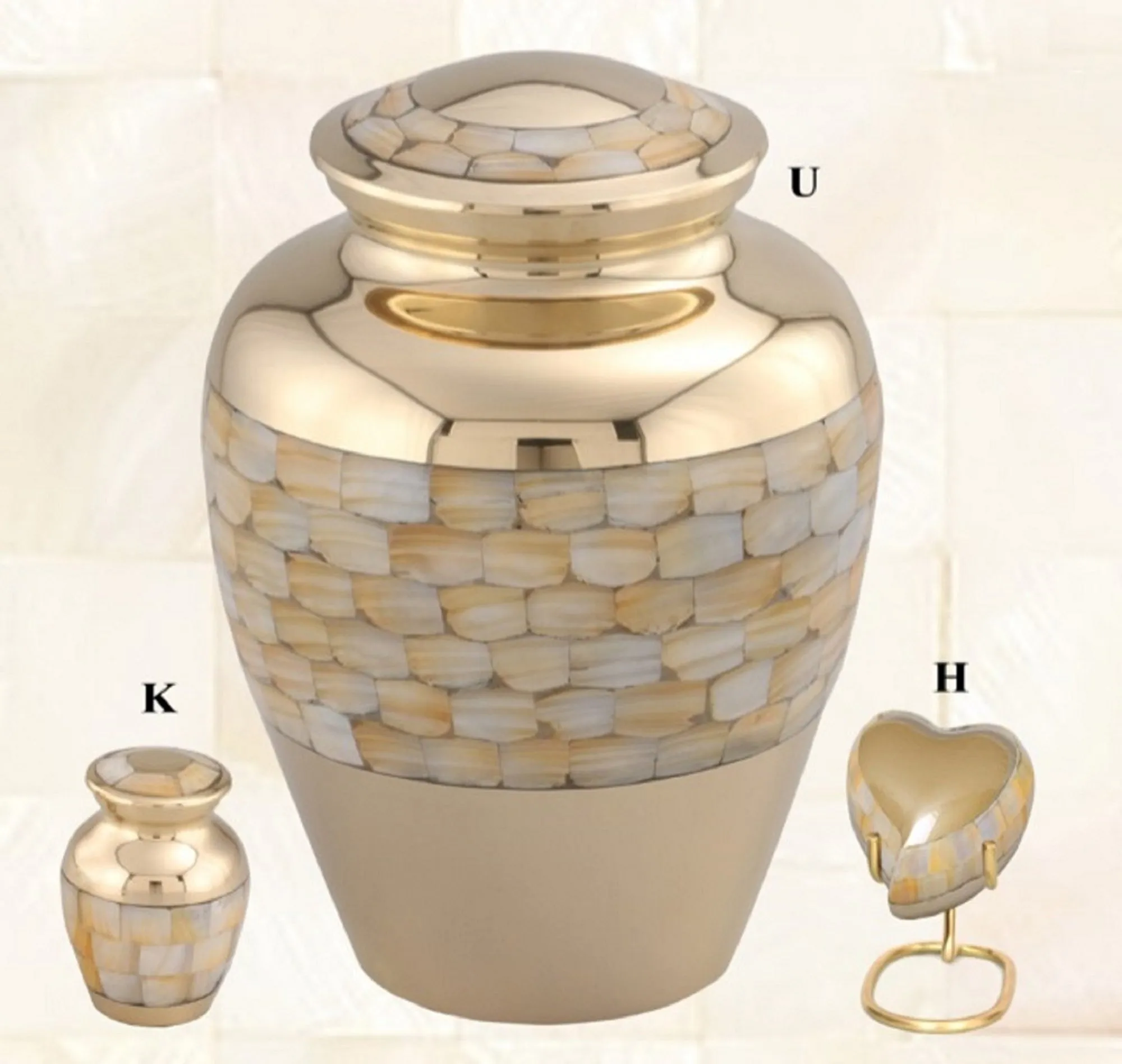 Elite Mother Of Pearl Brass Cremation Urn