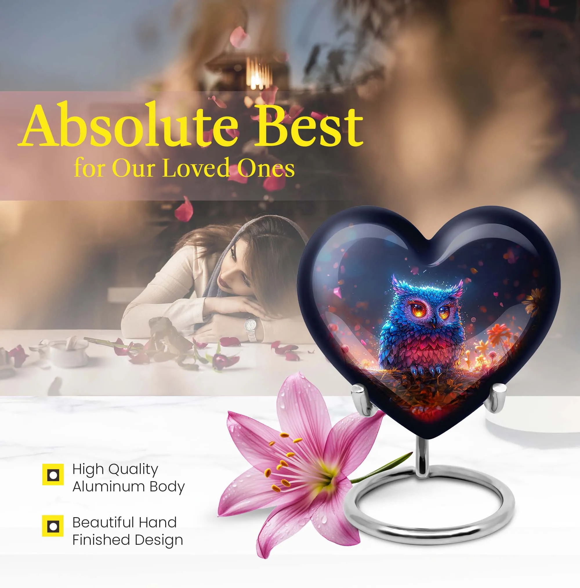 Eternity's Embrace: Majestic Owl Urn for Male Cremation Ashes