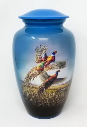 Flying Pheasant Hand Painted Cremation Urn