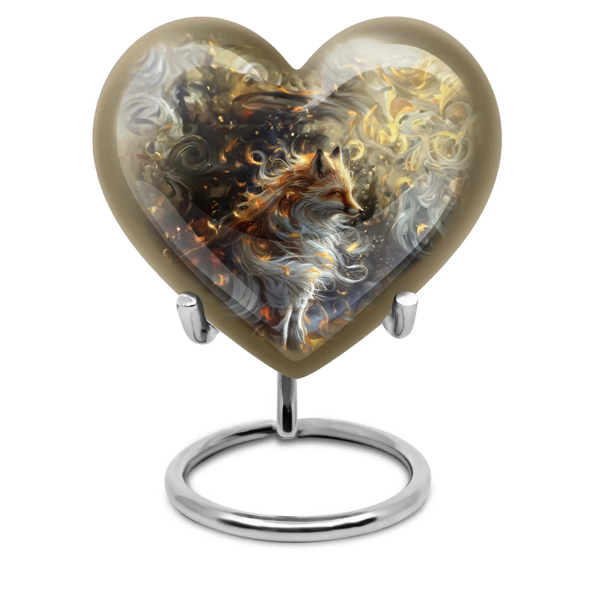 Fox Memorial Tribute: Heart Urn for Human Ashes