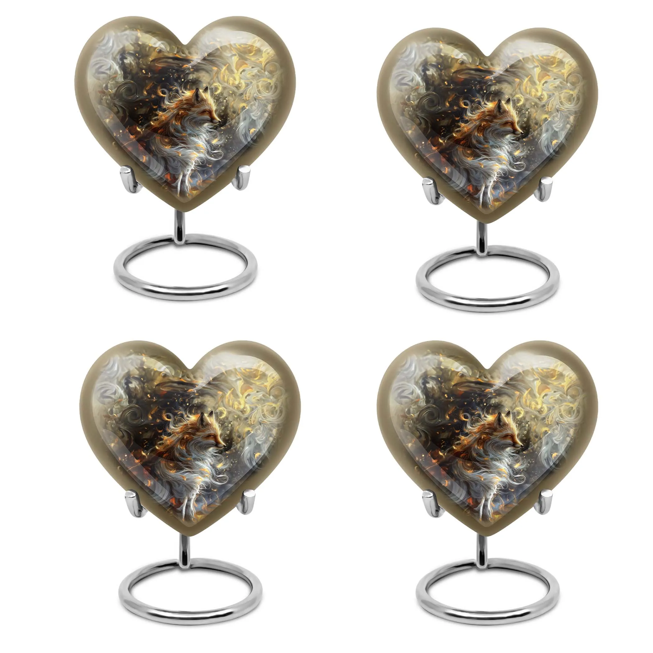 Fox Memorial Tribute: Heart Urn for Human Ashes