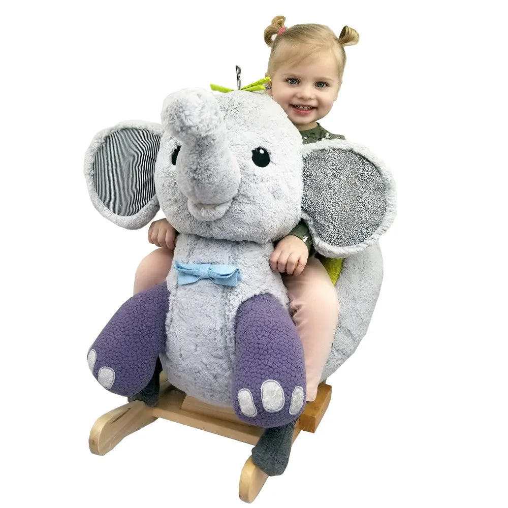 Gerardo’s Toys Little Rockers: Plush Elephant Wooden Rocker