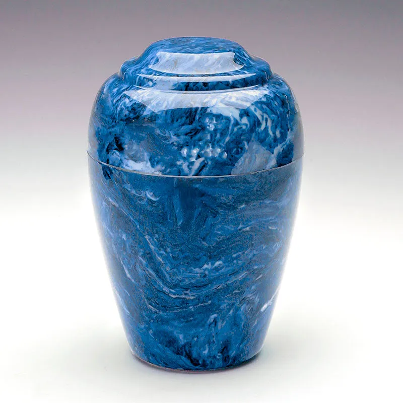 Grecian Cultured Marble Urn in Mystic Blue