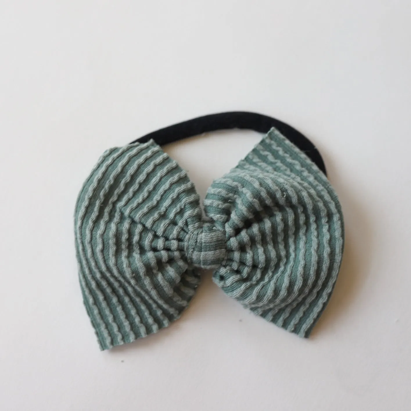Green Cozy Ribbed Big   Skinny Bow