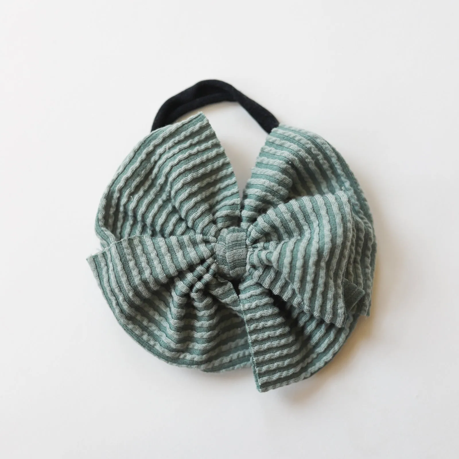 Green Cozy Ribbed Big   Skinny Bow
