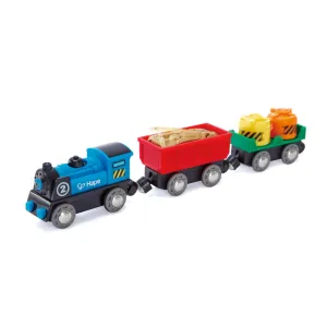Hape - Battery-Powered Rolling-Stock Train Set - Colorful Wooden Toy for Kids 3 