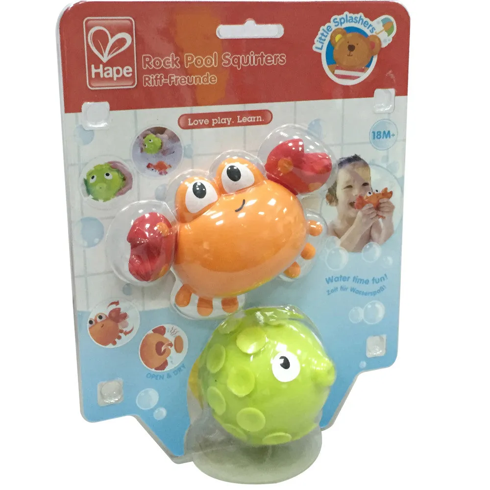 Hape Rock Pool Squirters: Playful Crab & Pufferfish Bath Toy Set, Ages 18mo 