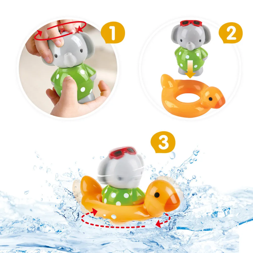 Hape Spin Splash 'n' Swim Elephant – Color-Changing Bath Toy