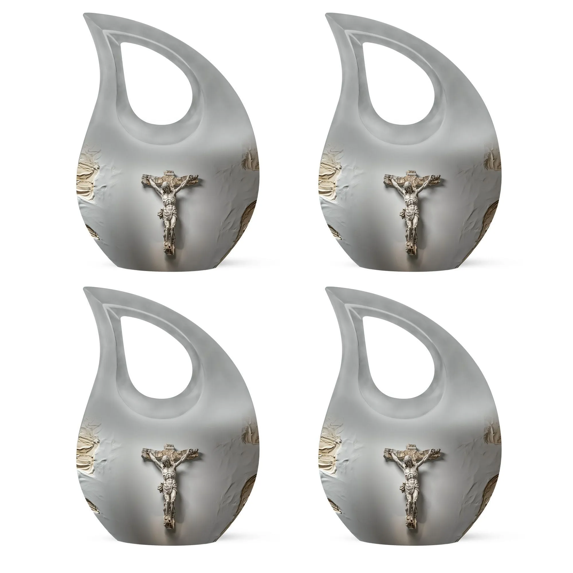 Jesus-Cross Drop: Memorial Small Urn for Human Ashes