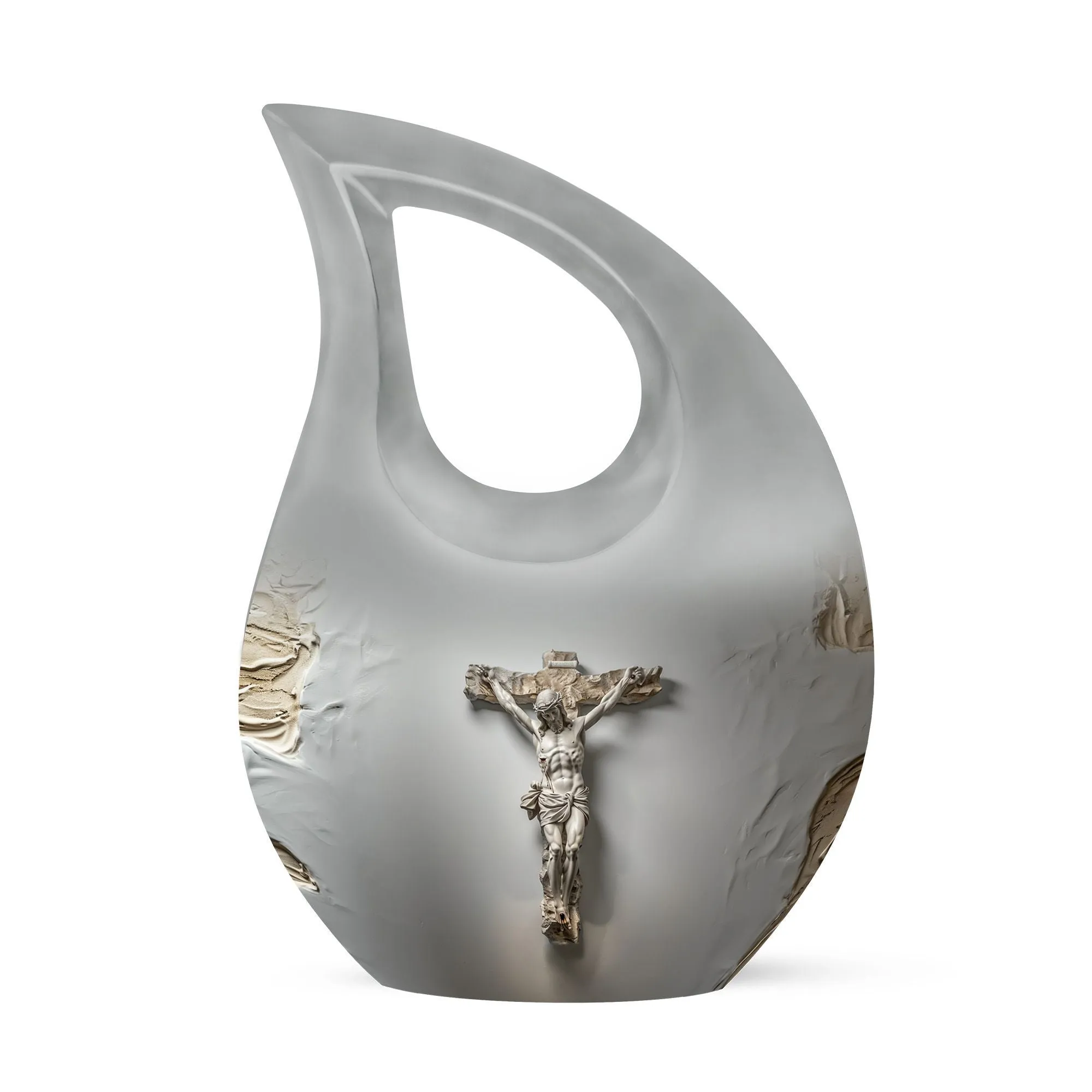 Jesus-Cross Drop: Memorial Small Urn for Human Ashes