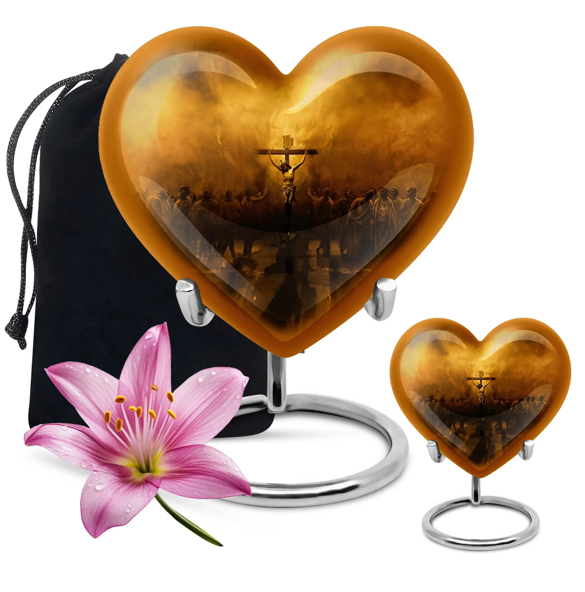 Jesus Urn Serenity Embrace Heart-Shaped  Memorial Urn