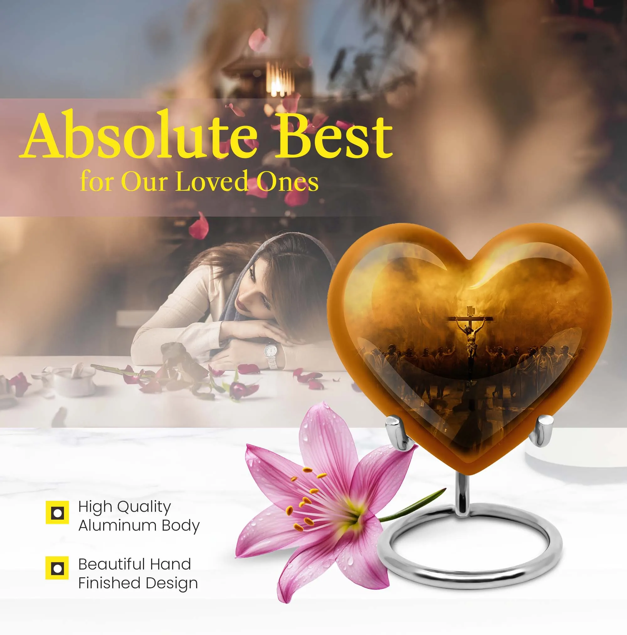Jesus Urn Serenity Embrace Heart-Shaped  Memorial Urn
