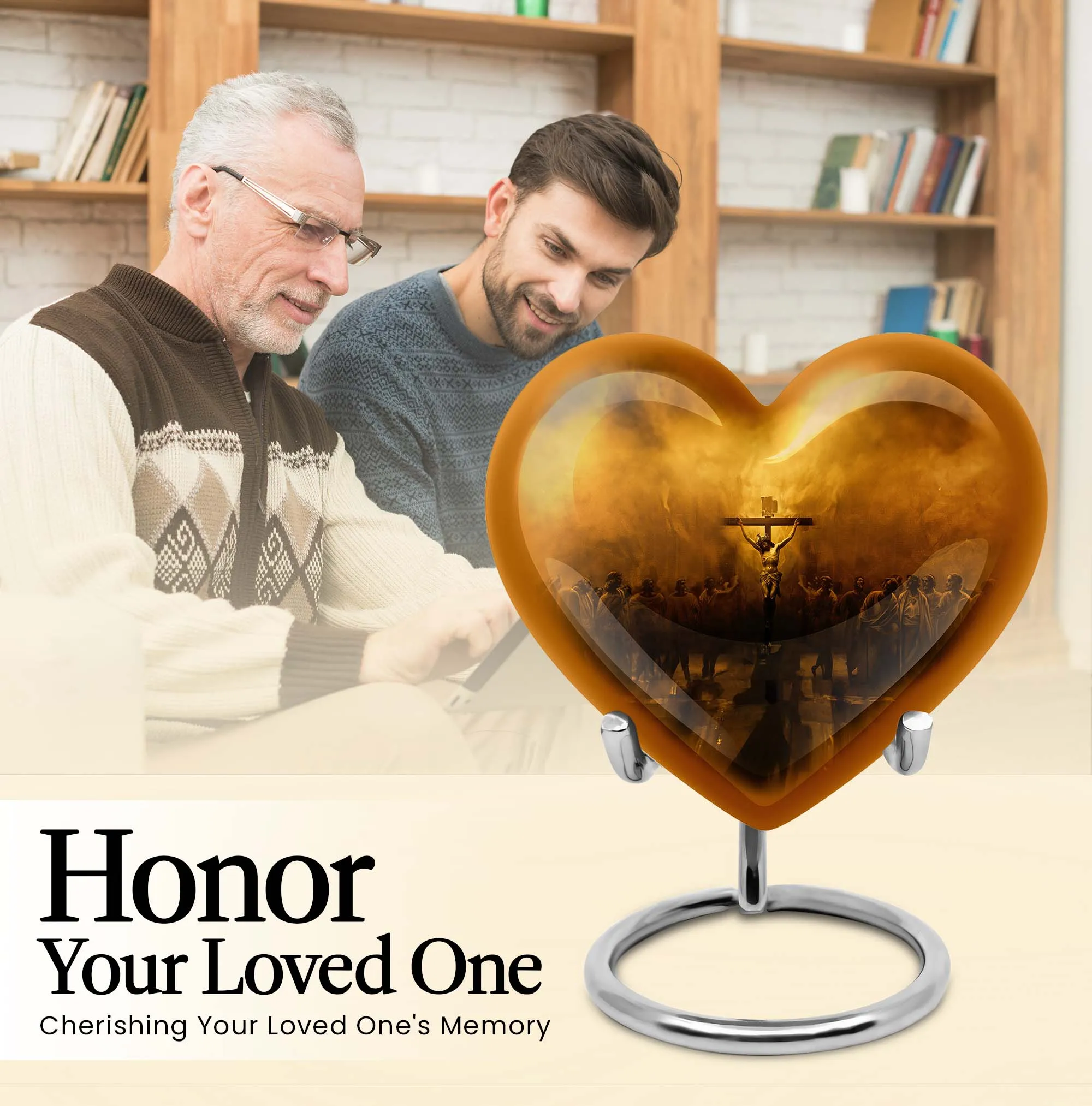 Jesus Urn Serenity Embrace Heart-Shaped  Memorial Urn
