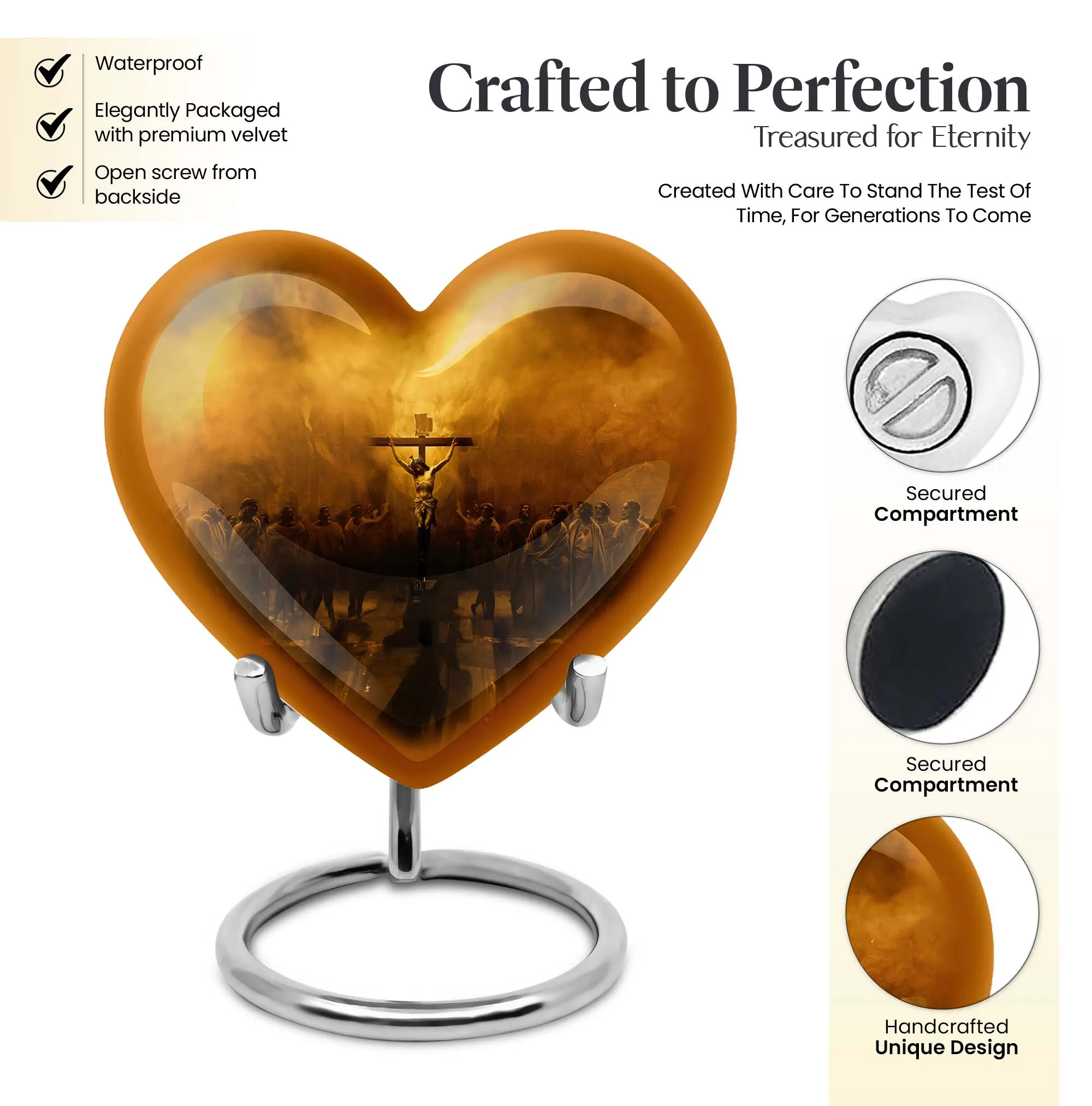 Jesus Urn Serenity Embrace Heart-Shaped  Memorial Urn