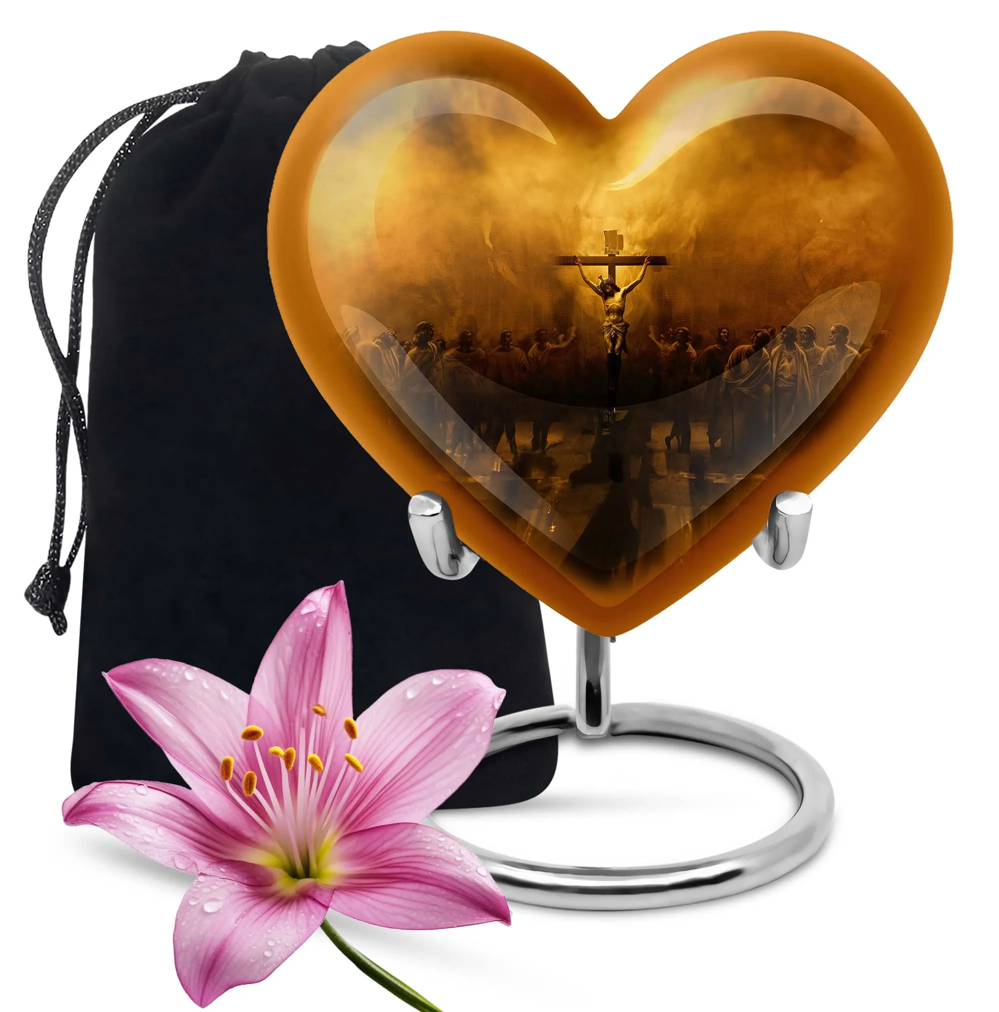 Jesus Urn Serenity Embrace Heart-Shaped  Memorial Urn