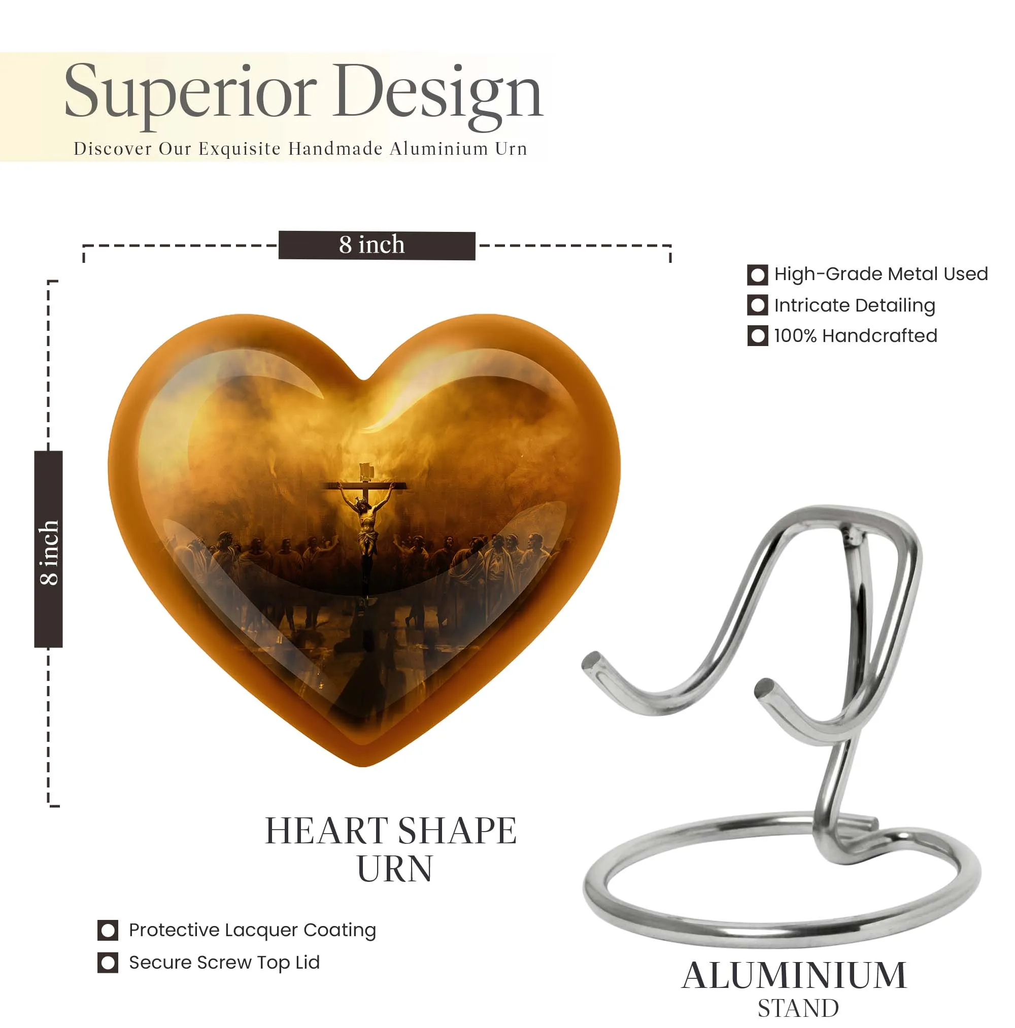 Jesus Urn Serenity Embrace Heart-Shaped  Memorial Urn