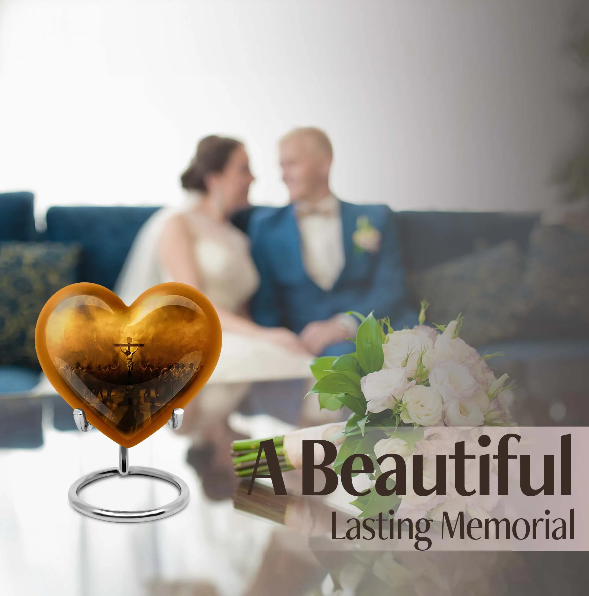Jesus Urn Serenity Embrace Heart-Shaped  Memorial Urn