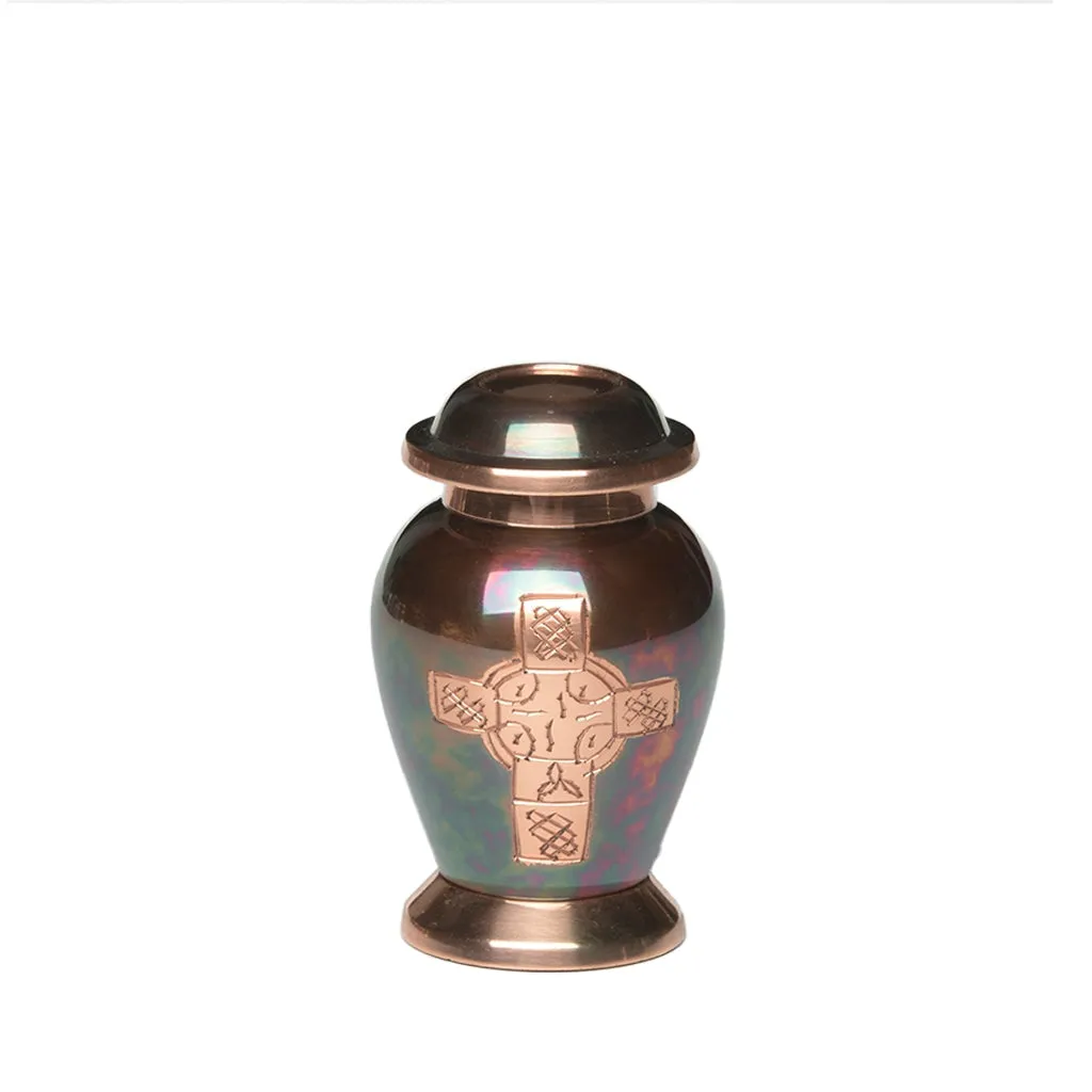 KEEPSAKE - Brass Urn -1958- Iridescent Copper Overlay