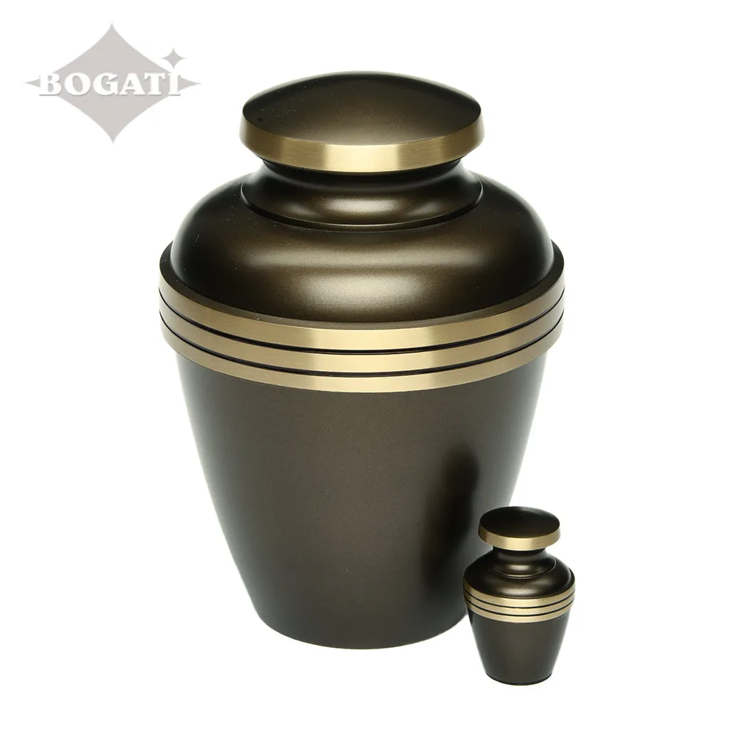 KEEPSAKE - Brass Urn -2000-  Chestnut Brown with Brass Bands