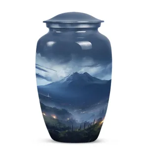 Landscape Cremation Container: Large Grey Burial Urn for Human Ashes