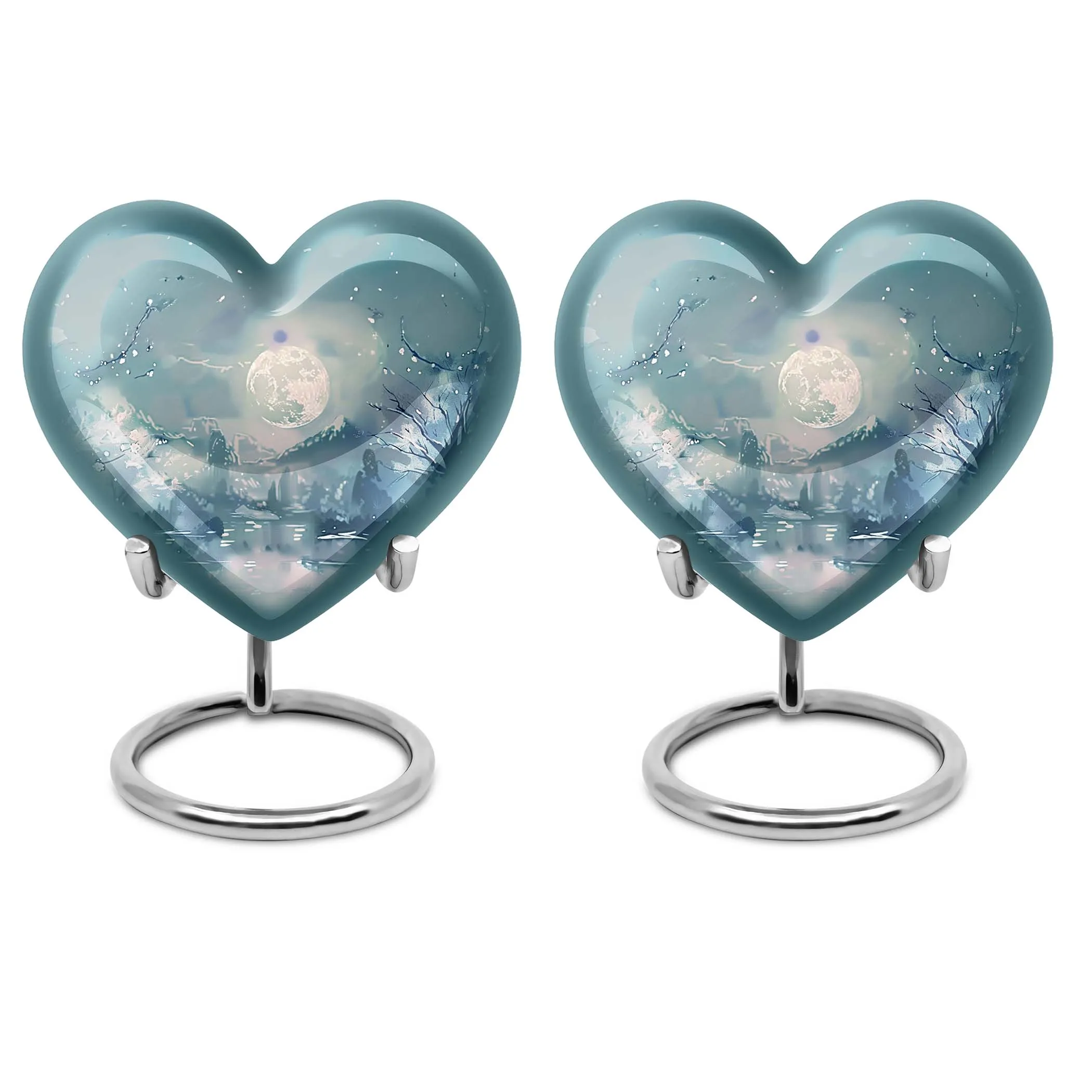 Lunar Urn: 10-Inch Heart Abstract Design Memorial for Adult Ashes