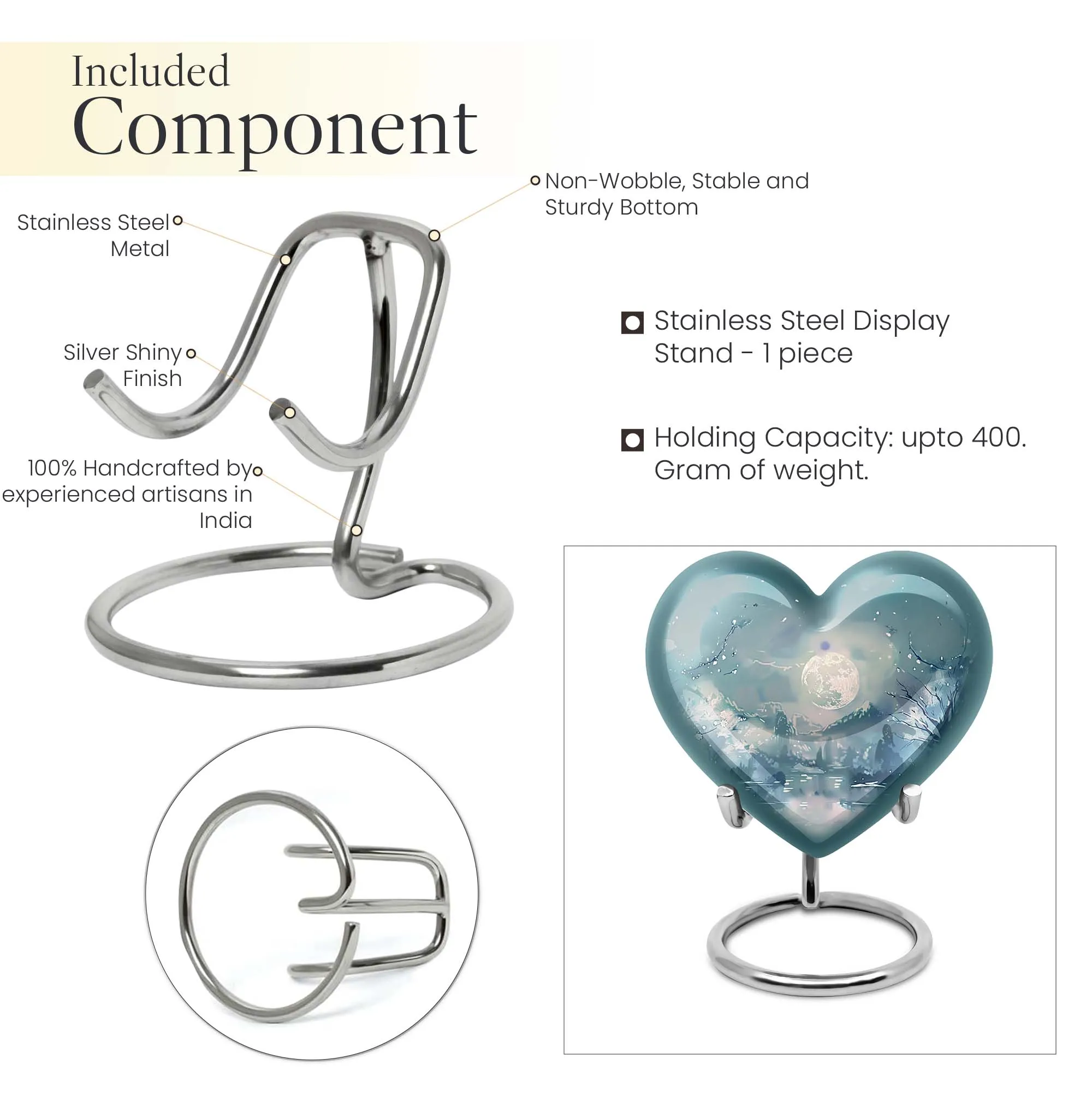 Lunar Urn: 10-Inch Heart Abstract Design Memorial for Adult Ashes