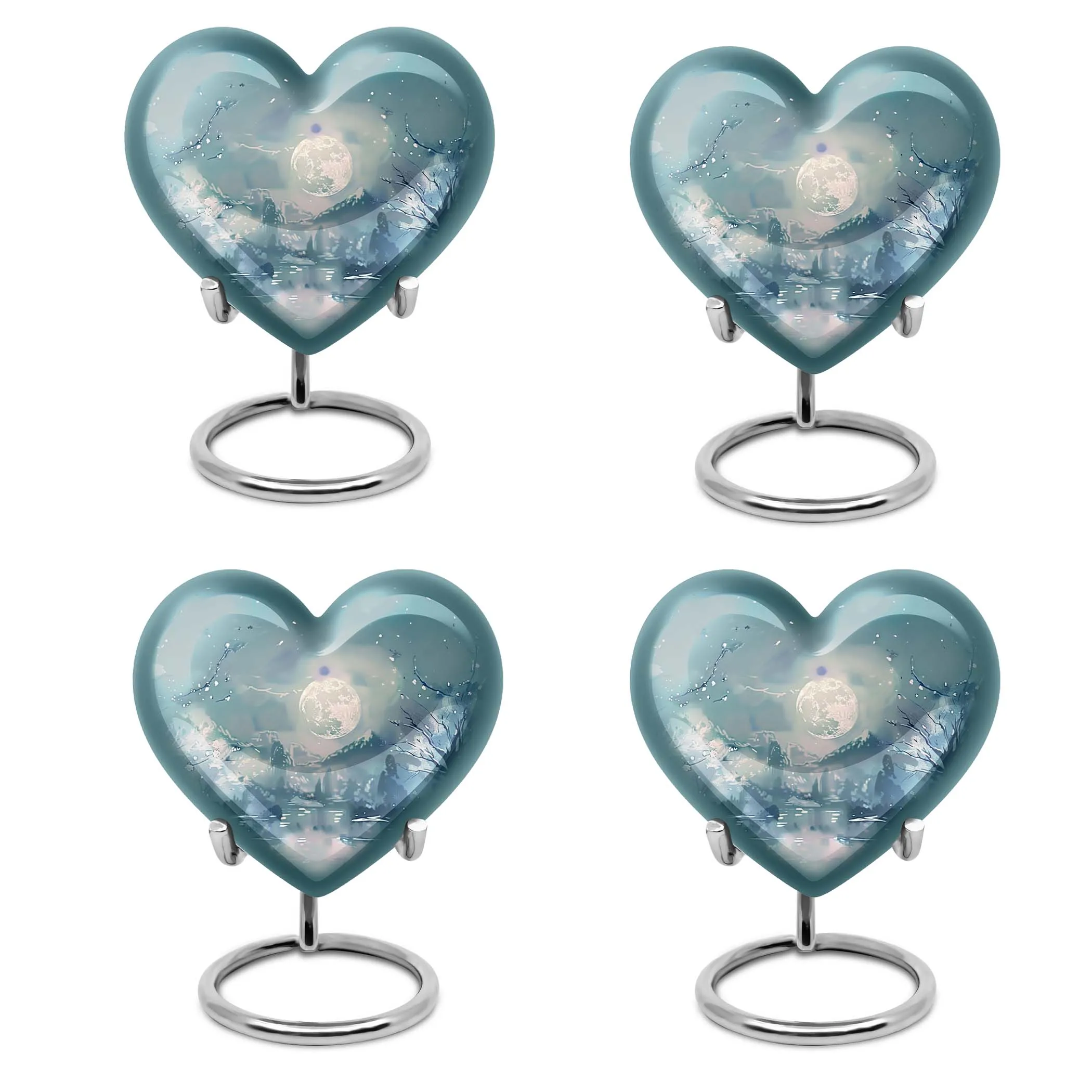 Lunar Urn: 10-Inch Heart Abstract Design Memorial for Adult Ashes