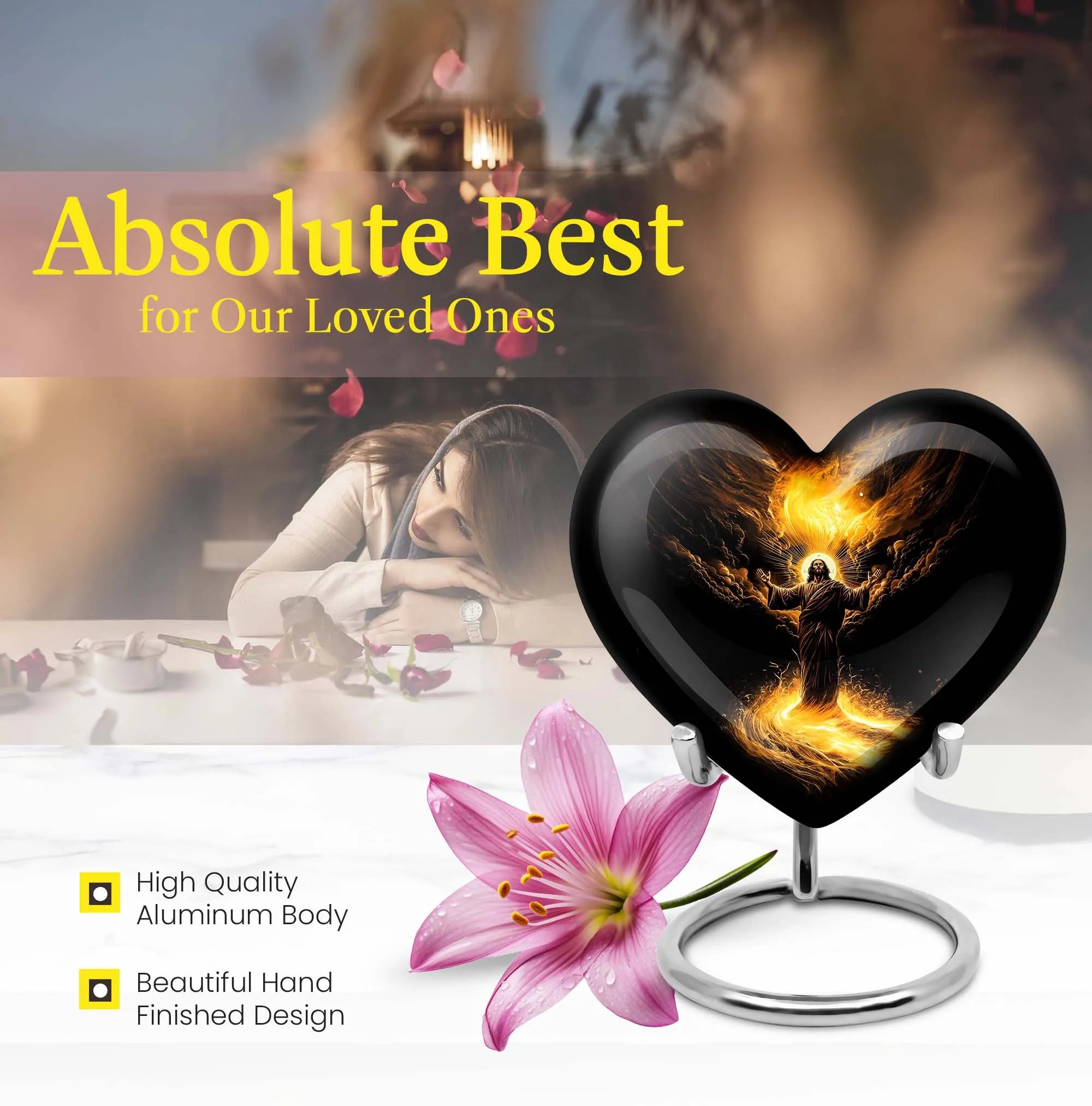 Medium Sized Jesus Theme Cremation Ash Urn