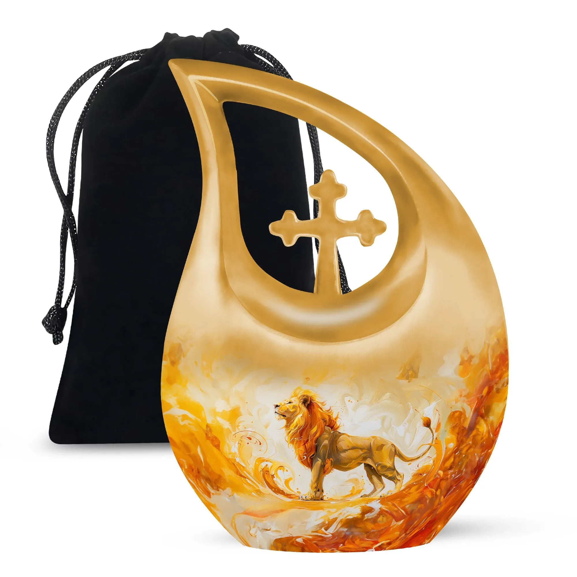 Memorial Lion Urn - Memorial Urn for Adult Human Ashes