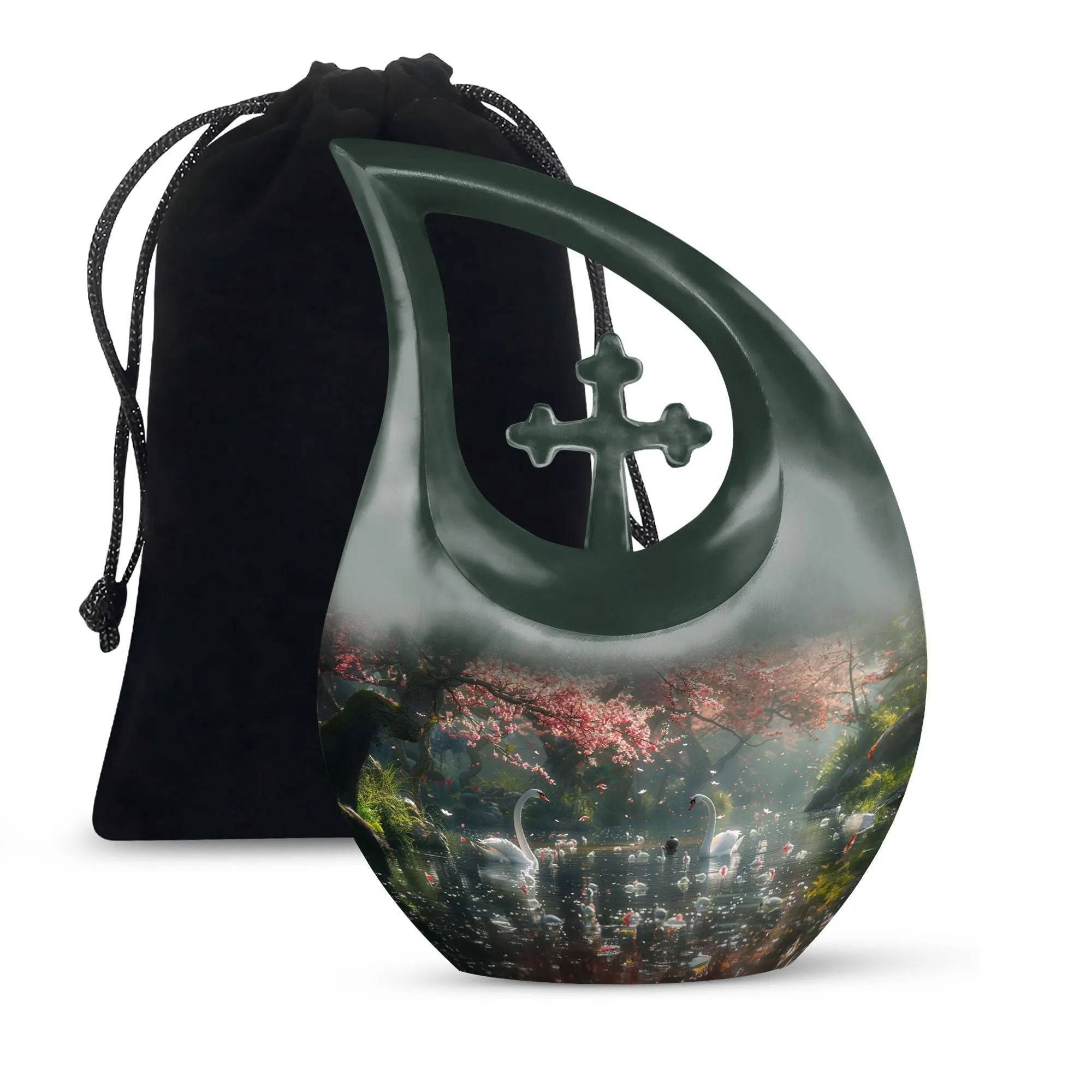 Memory Keeper Springtime Swan Reflection Cremation Urn