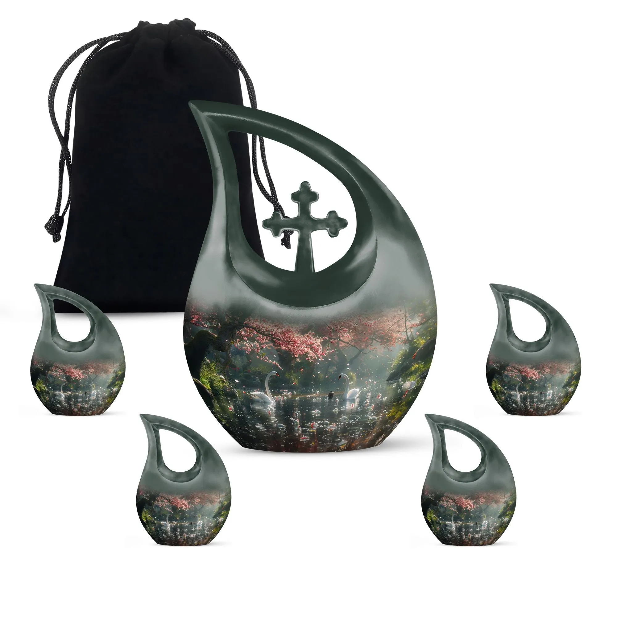 Memory Keeper Springtime Swan Reflection Cremation Urn