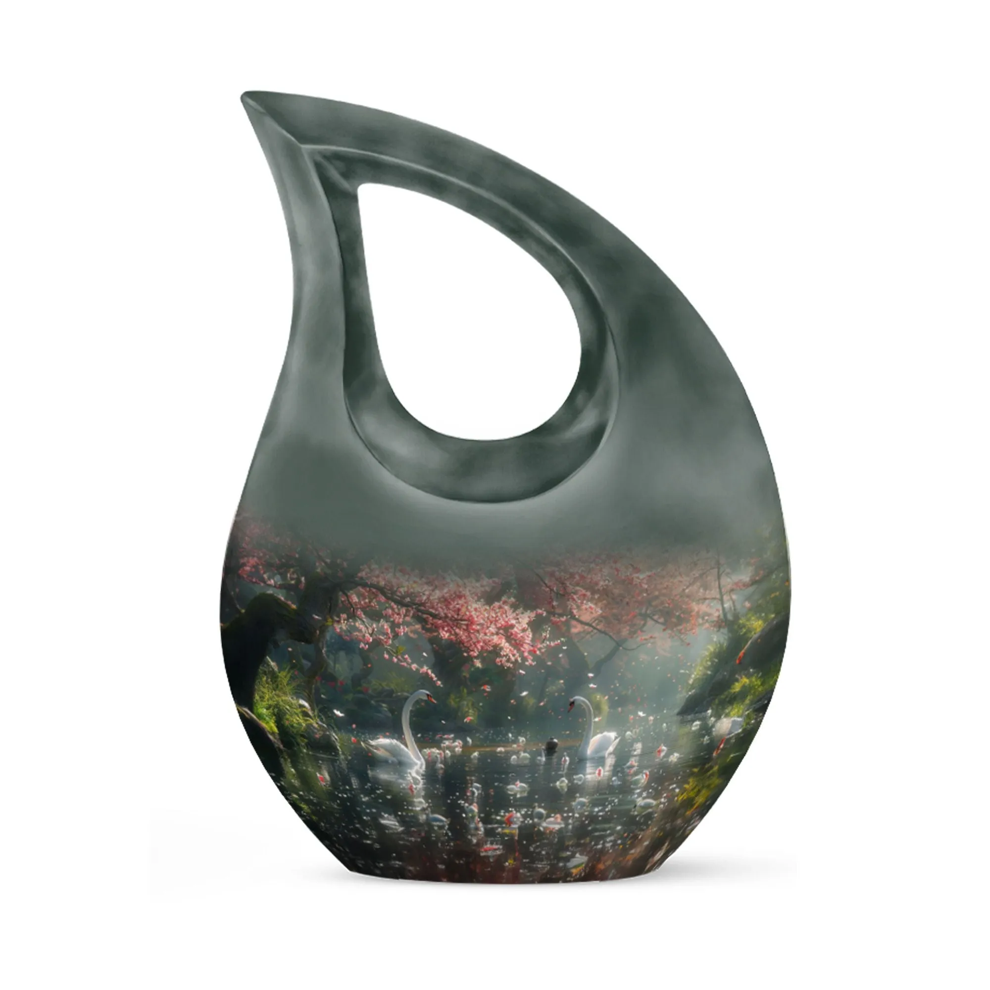 Memory Keeper Springtime Swan Reflection Cremation Urn