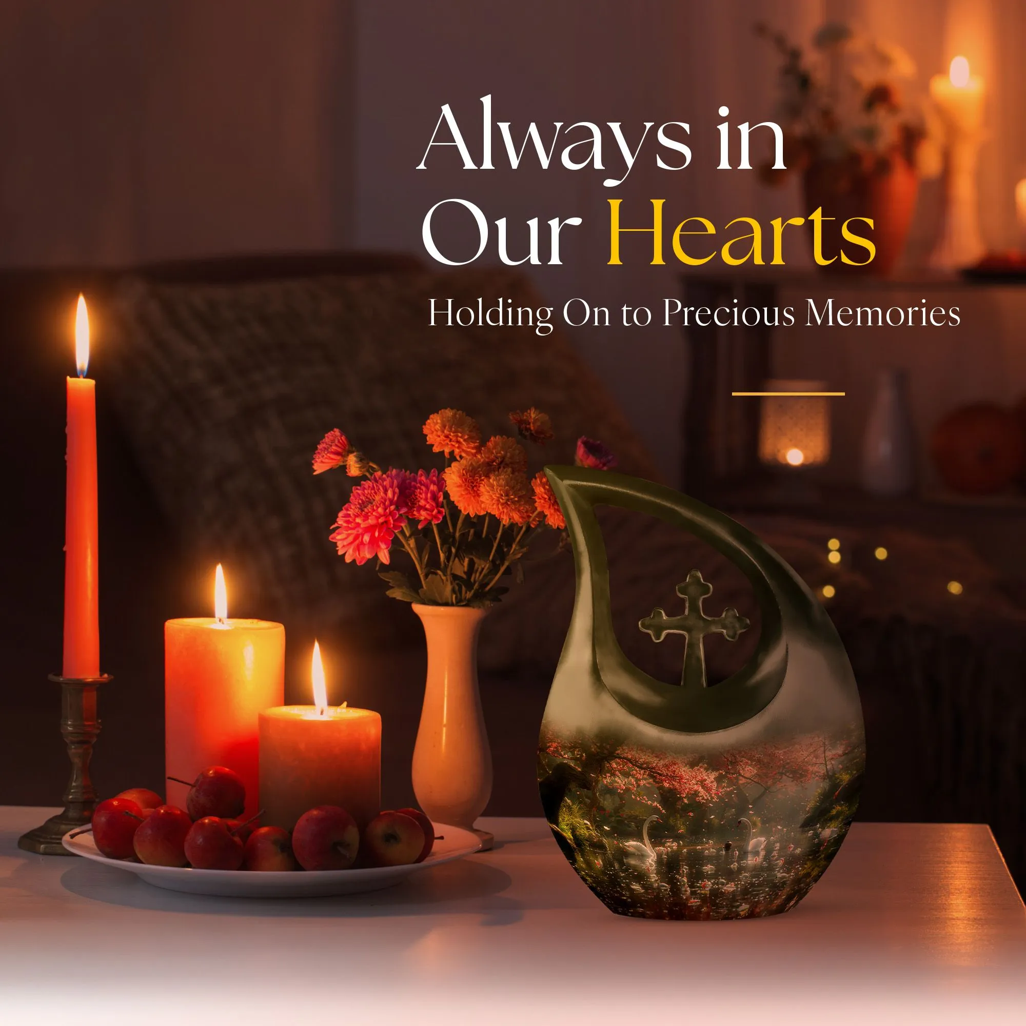 Memory Keeper Springtime Swan Reflection Cremation Urn