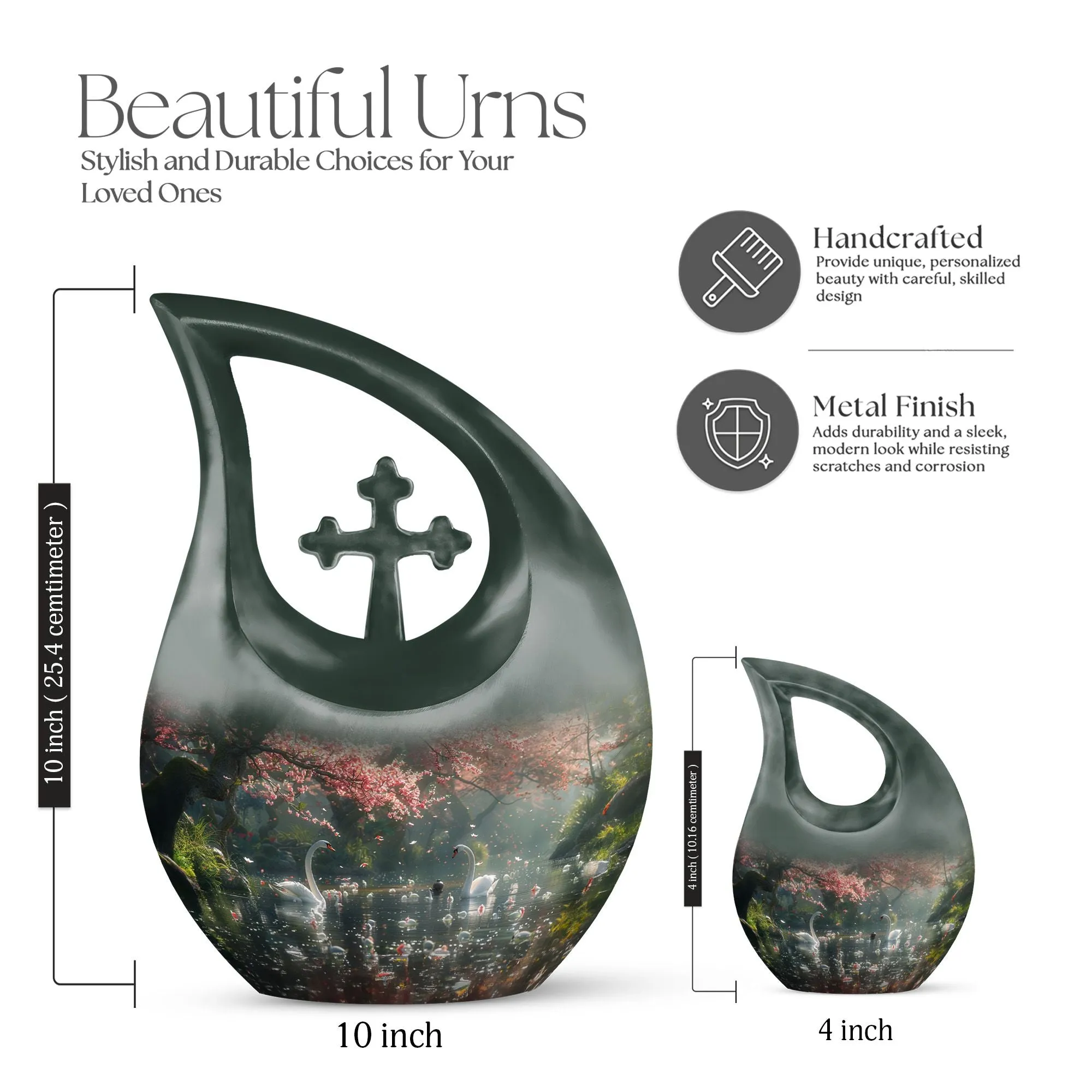 Memory Keeper Springtime Swan Reflection Cremation Urn