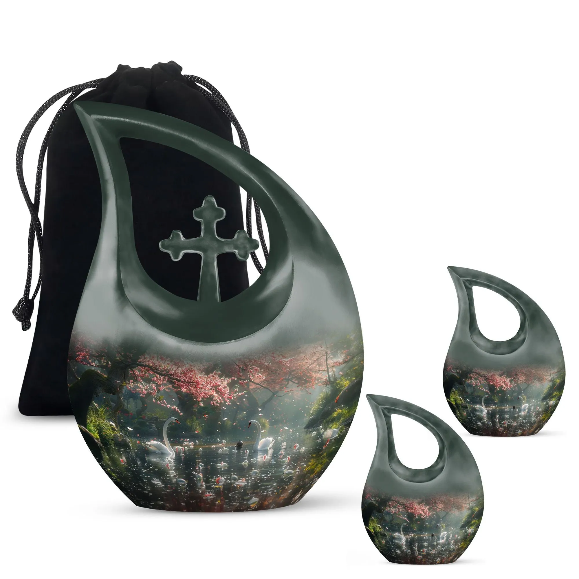 Memory Keeper Springtime Swan Reflection Cremation Urn
