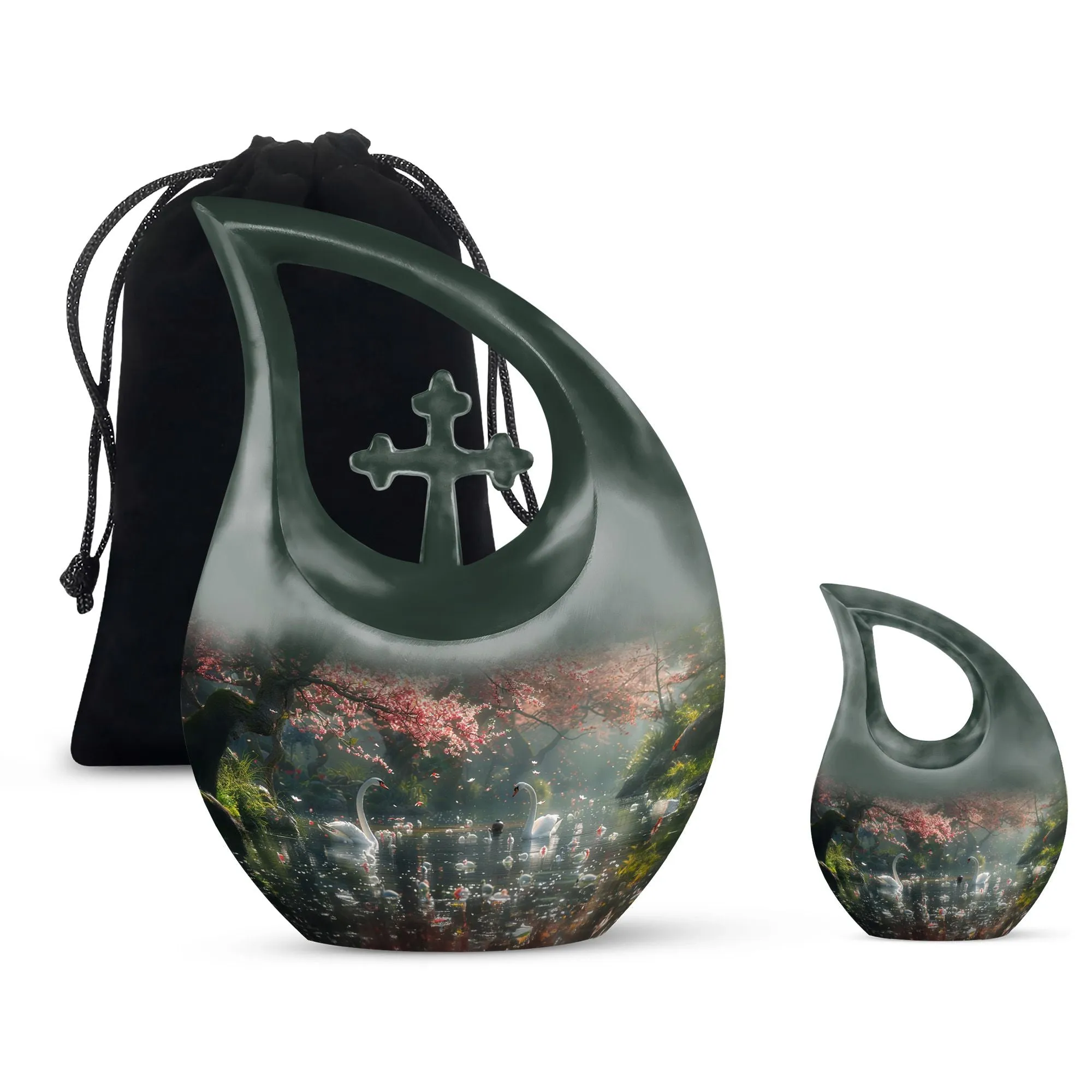 Memory Keeper Springtime Swan Reflection Cremation Urn