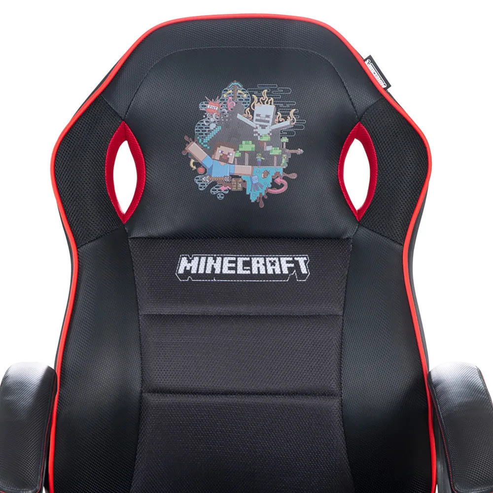 Minecraft Adventure Gaming Chair - Black-Red - Adult Desk Throne
