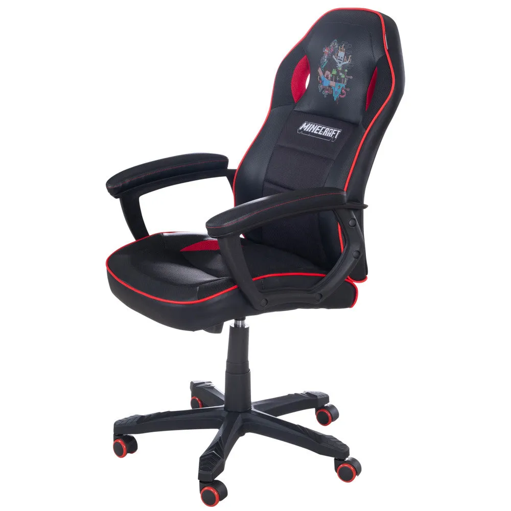 Minecraft Adventure Gaming Chair - Black-Red - Adult Desk Throne