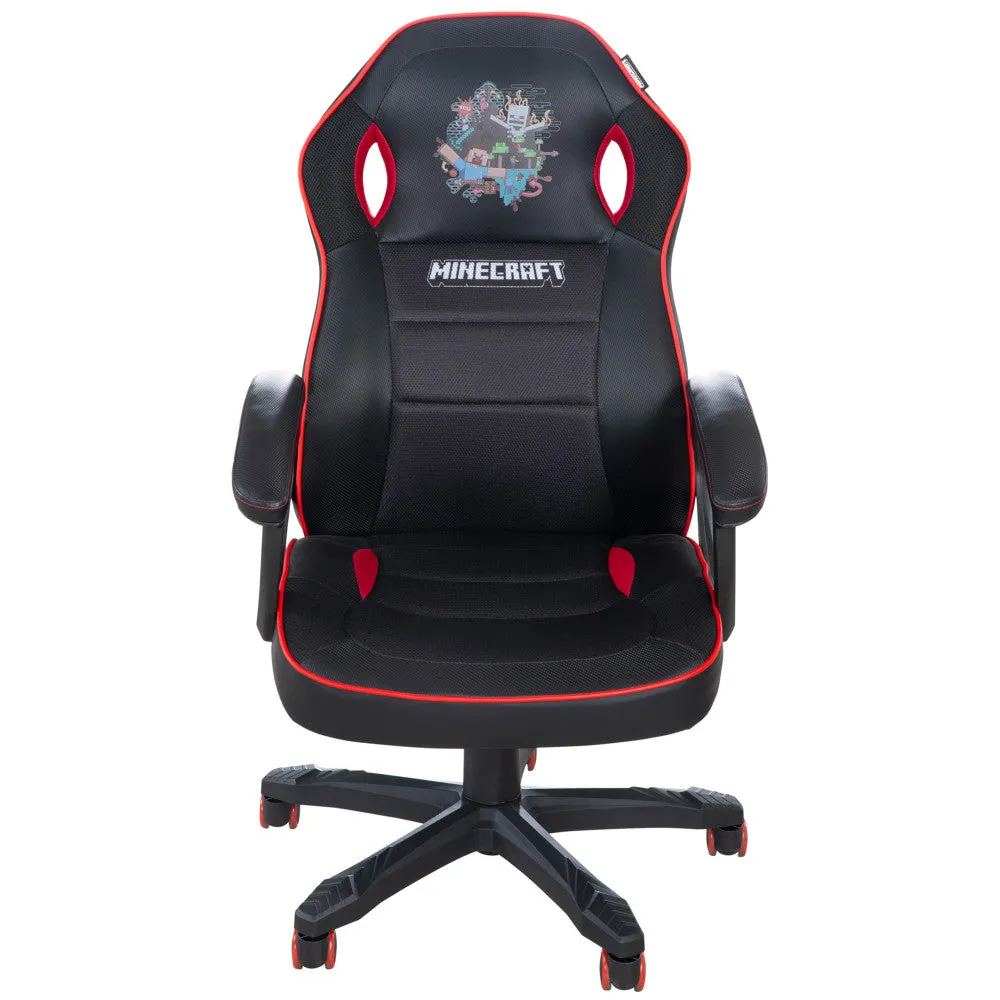 Minecraft Adventure Gaming Chair - Black-Red - Adult Desk Throne