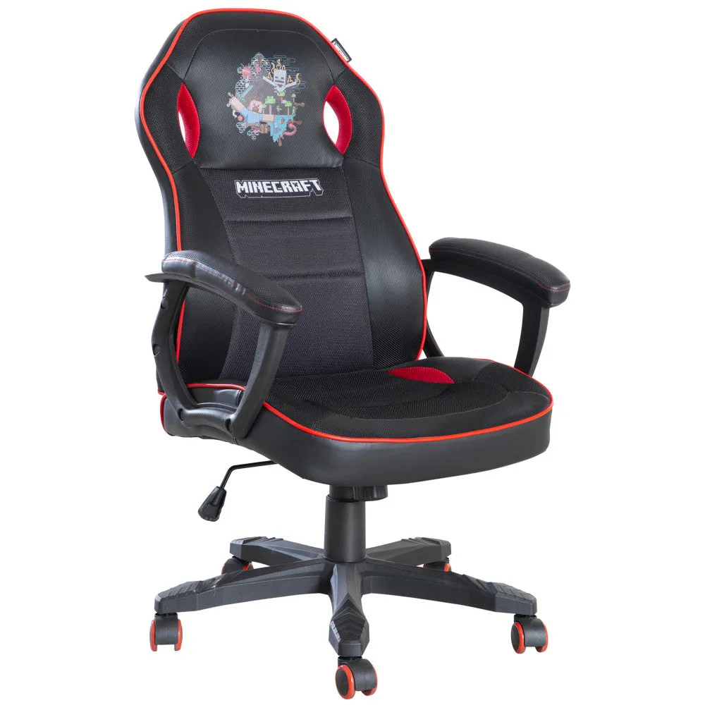 Minecraft Adventure Gaming Chair - Black-Red - Adult Desk Throne