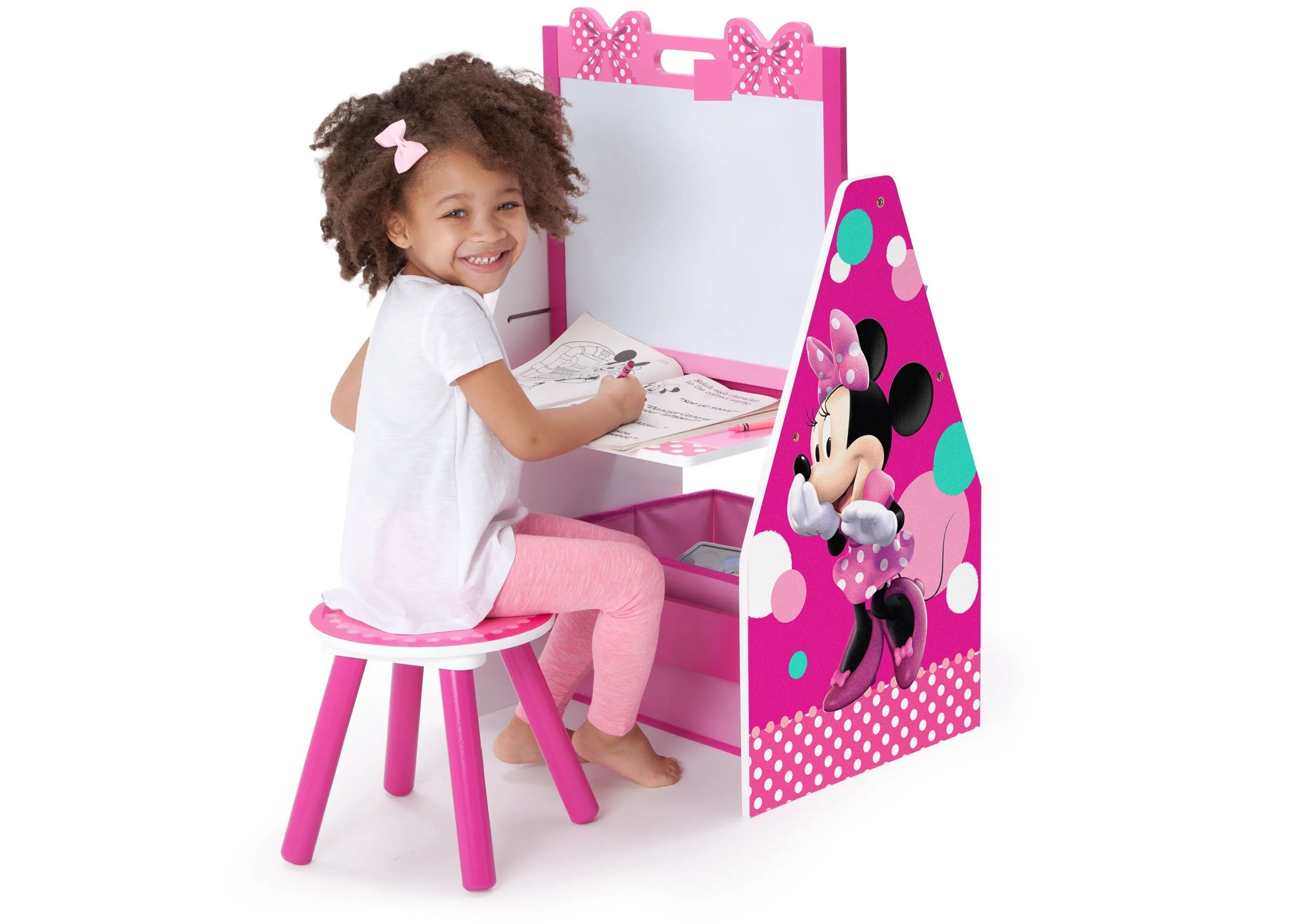 Minnie Mouse Deluxe Kids Art Table - Easel, Desk, Stool, Toy Organizer