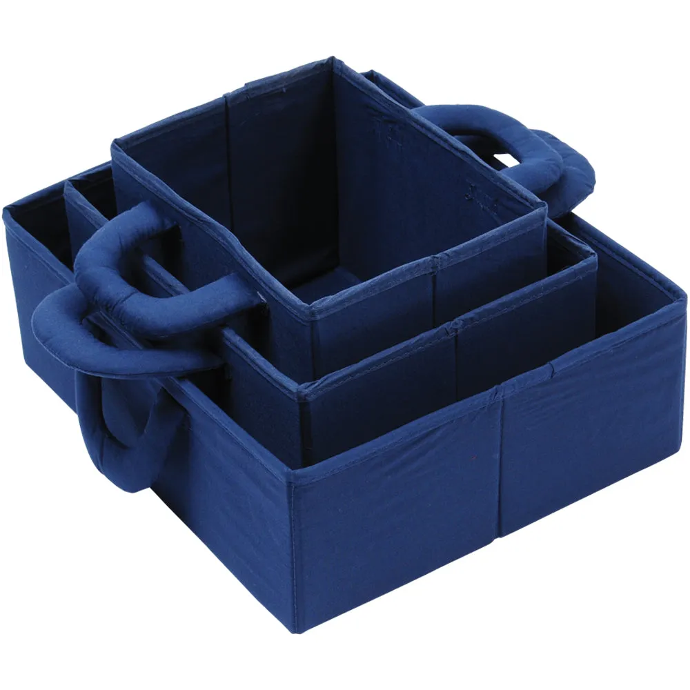 Nesting Blue Storage Bins | Set of 3 Foldable Organizers in Varying Sizes
