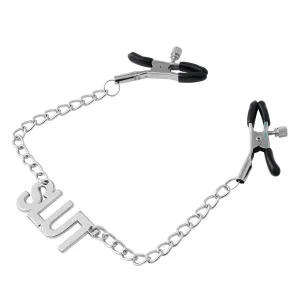 Nipple Clamps - "Slut" Alligator Nipple Clamps