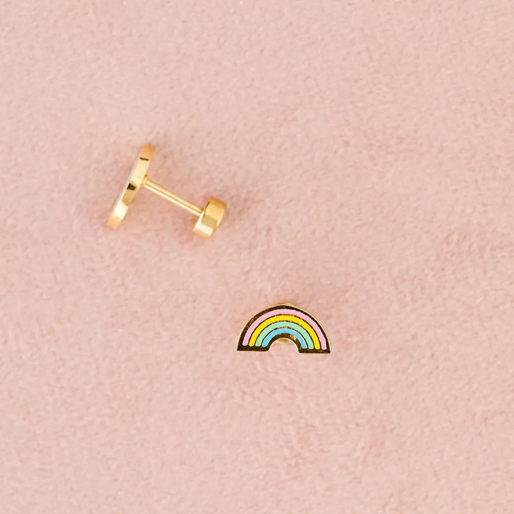 Pastel Rainbow Earrings - 18K Gold Plated, Hypoallergenic