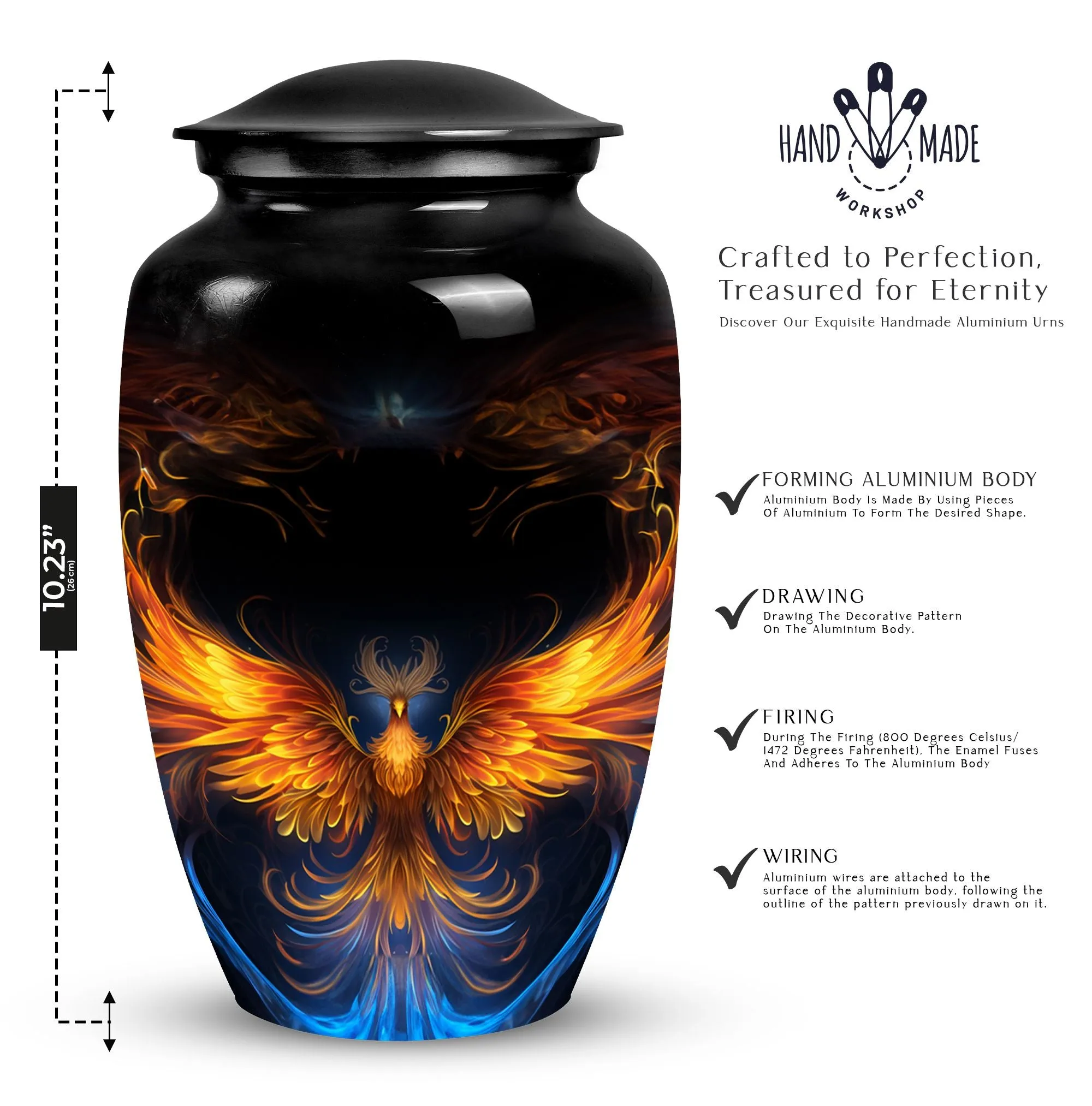 Phoenix Metal Cremation Urn - Large Urns for Adult Ashes